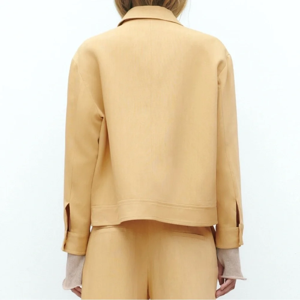 Zara Linen Blend Yellow Jacket - Picture 4 of 11